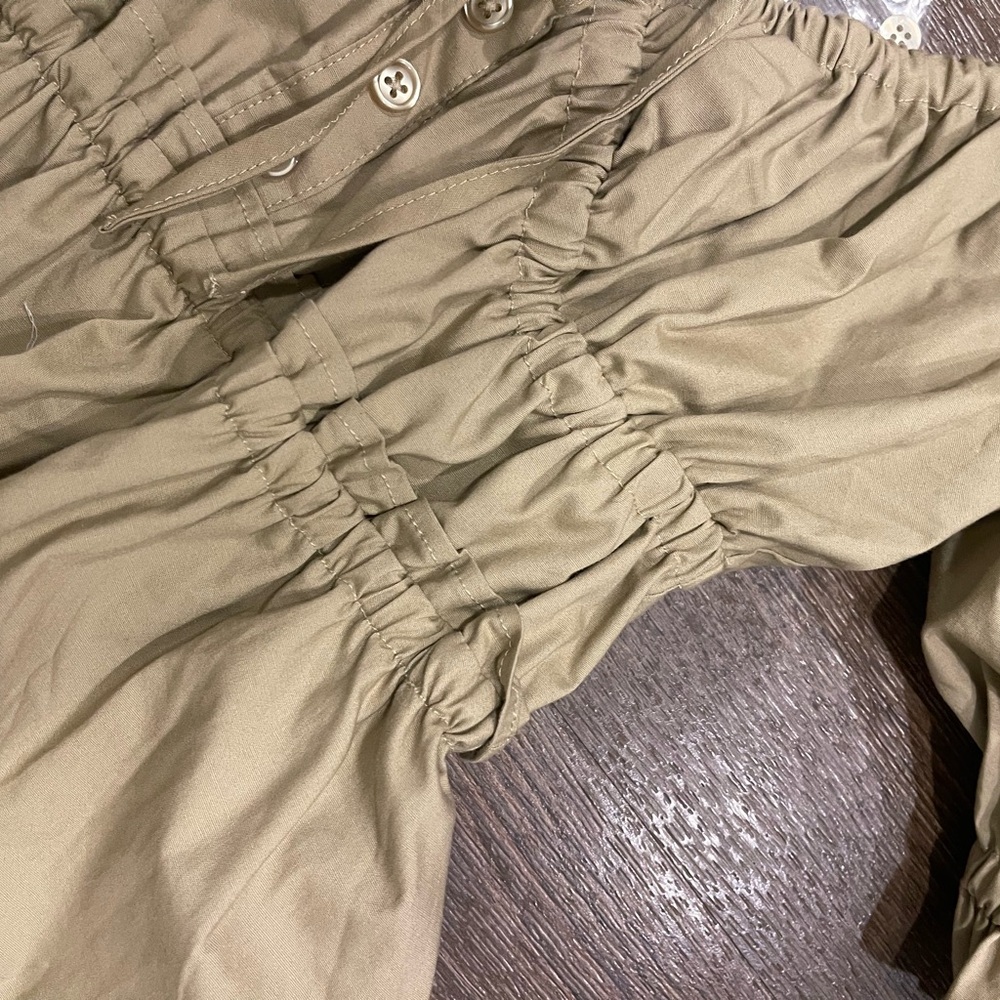 Tan Puff Sleeve Ruffle Dress - Picture 3 of 3